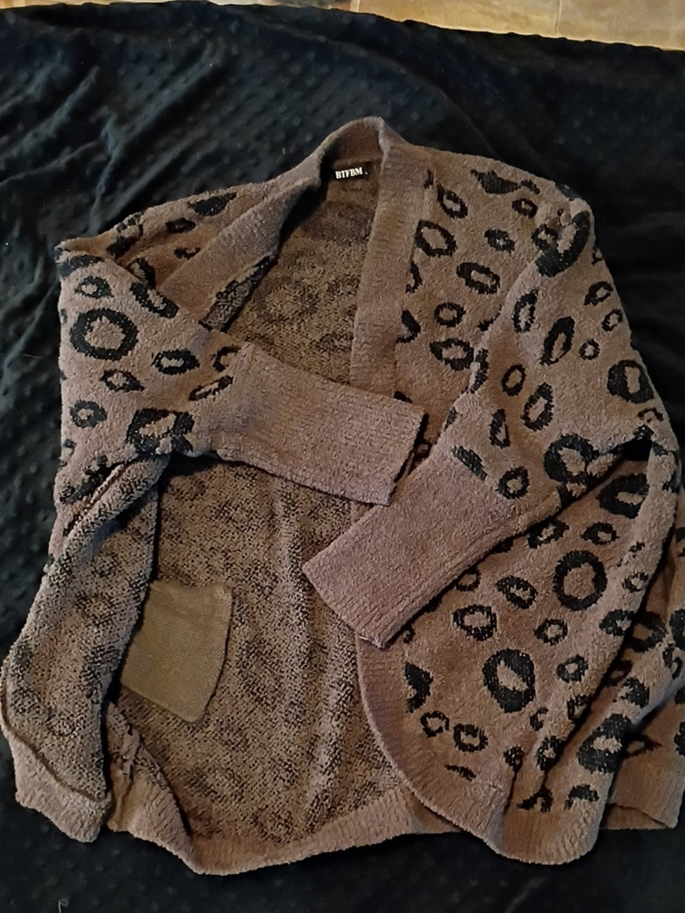 Cozy Brown Leopard-Print Open Cardigan Sweater